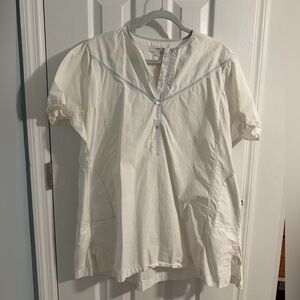 Saunders Collective White Poplin Cover Up with Blue Piping